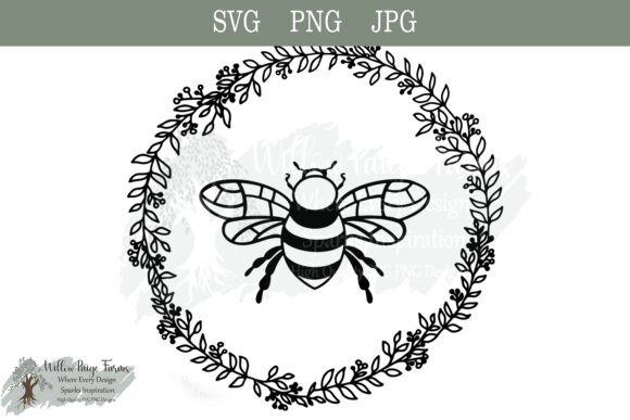 Bee with Wreath SVG PNG JPG Graphic: A Design Asset for Every Creator