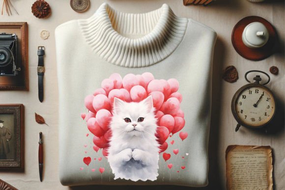 Charming Cat Heart Frame Graphic for Creative Projects