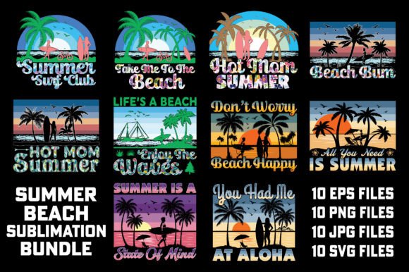 Sunset Summer Sublimation Bundle: Your Go-To Beach Design Asset